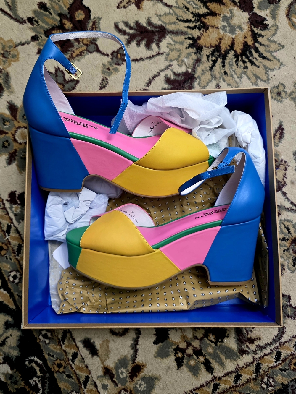 Charlotte Stone Bailey Multicolor Platform Sandals - Pink/Blue/Yellow/Green - Picture 8 of 9